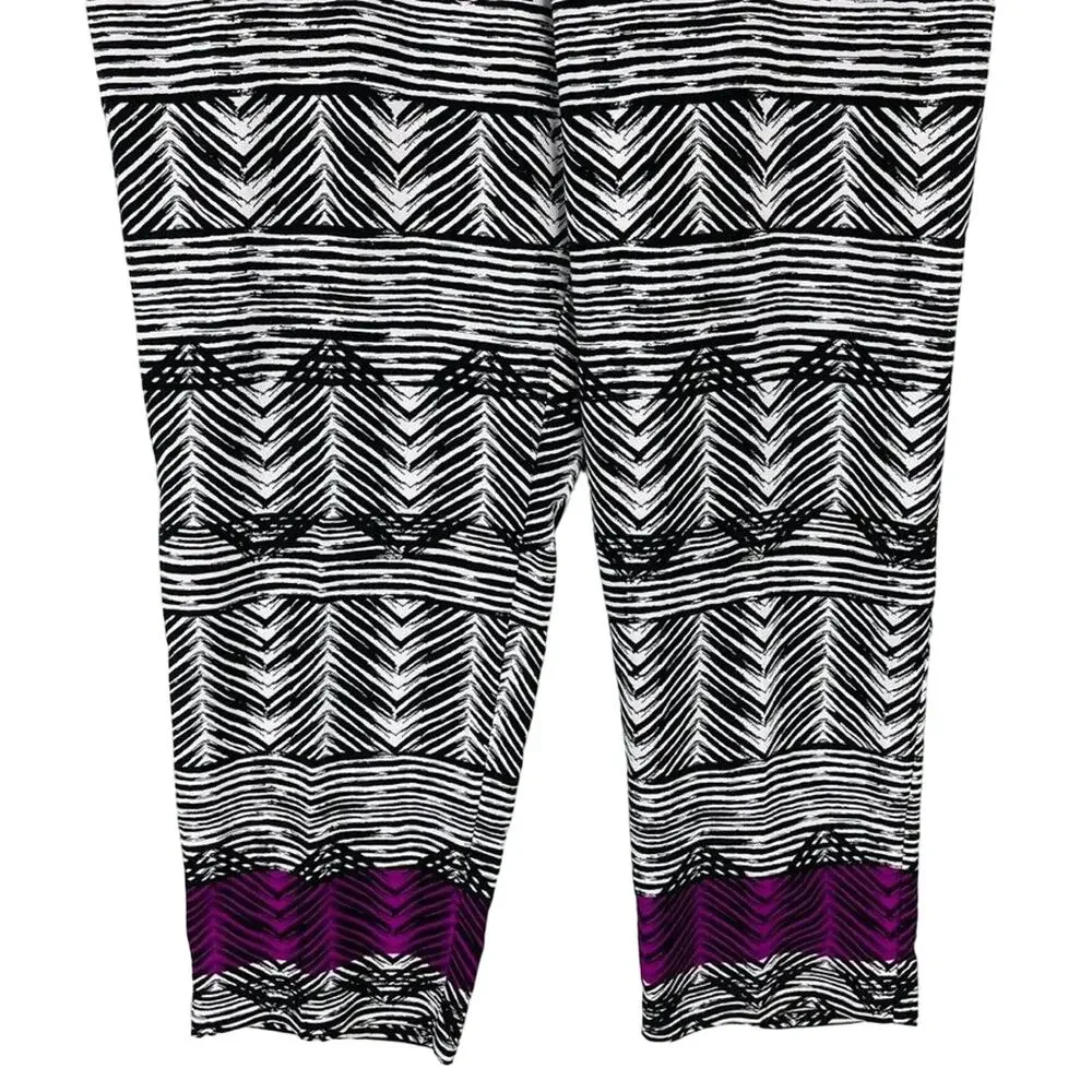 Investment II Womans 2X Plus‎ Pants Pull On Palazzo Pants Abstract Black Purple